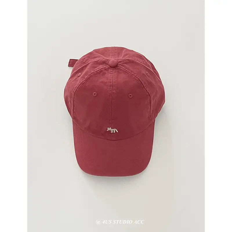 Beige Fox Embroidered Baseball Cap for Women - Image 8