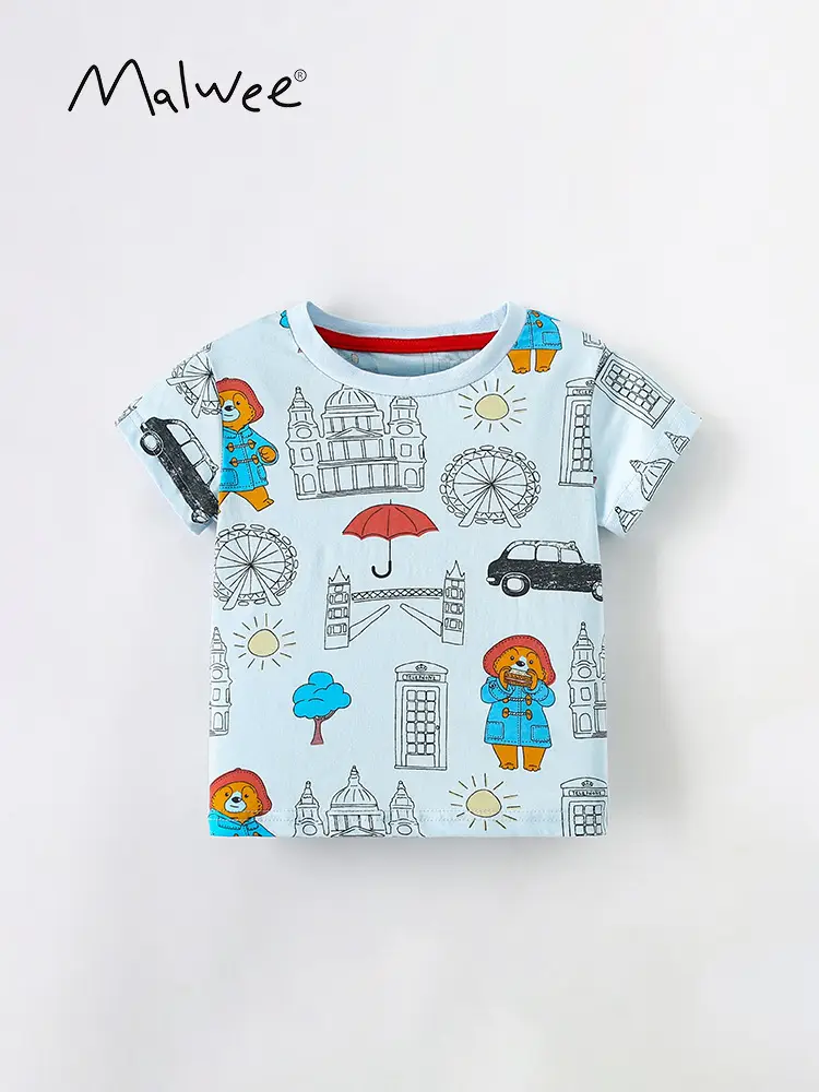 Malwee Boys Printed European T-Shirt Summer Casual Round Neck - Image 3