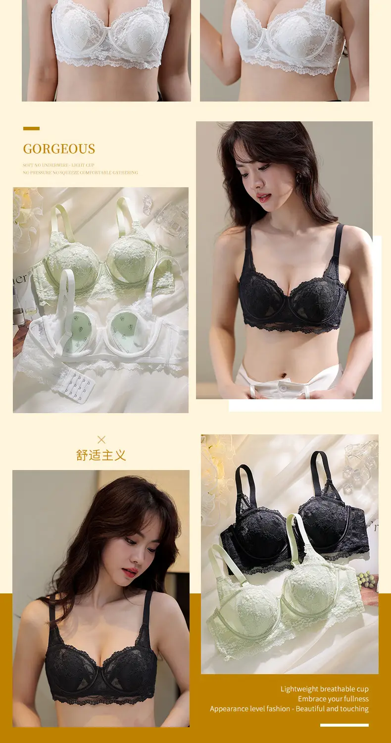 Black Lace Underwear Women Warm Half Cup Steel Ring Back — feature 21