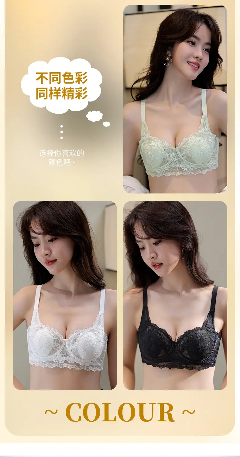 Black Lace Underwear Women Warm Half Cup Steel Ring Back — feature 4