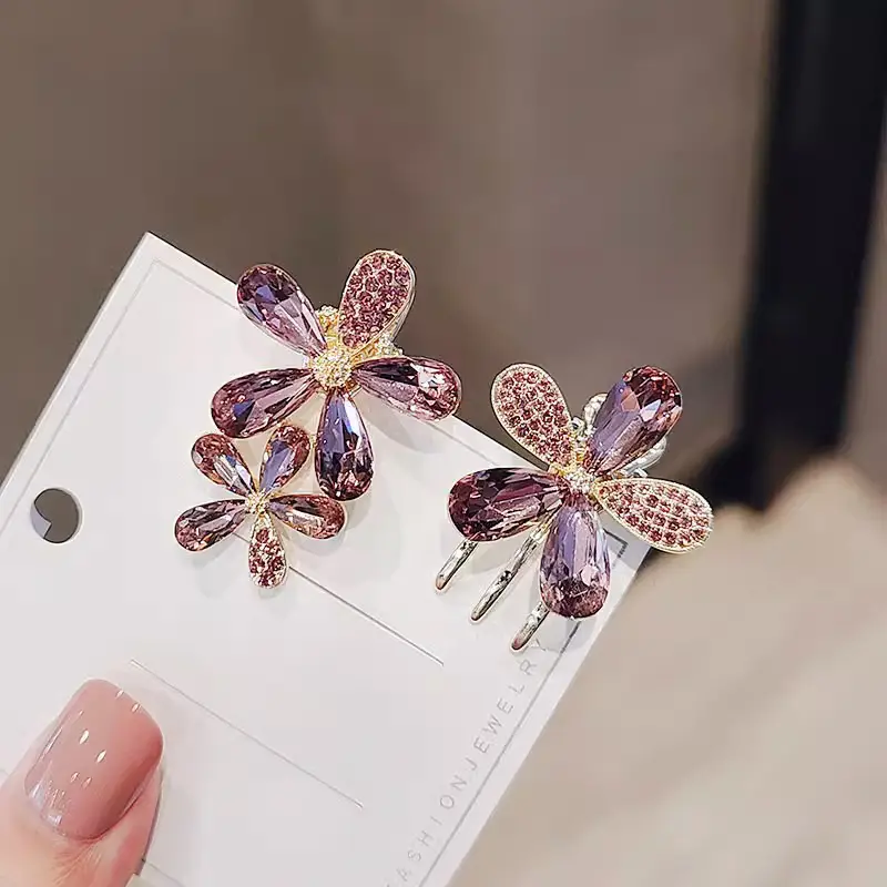 Crystal Flower Hairpin for Women Fine Side Bangs Clip - Image 4