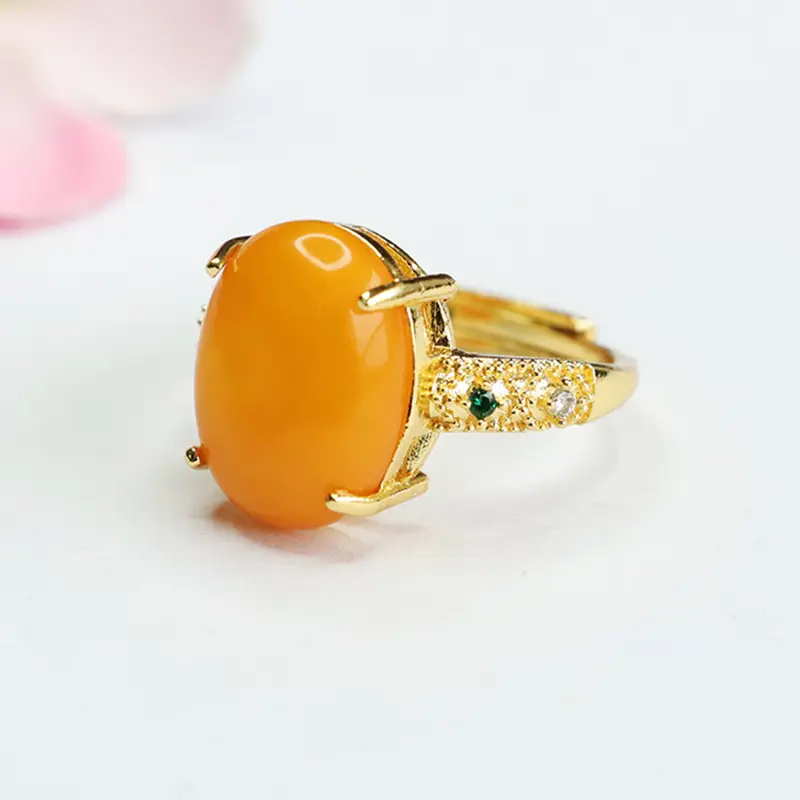 Guan Yu Natural Amber Ring Full Honey Old Beeswax - Image 4