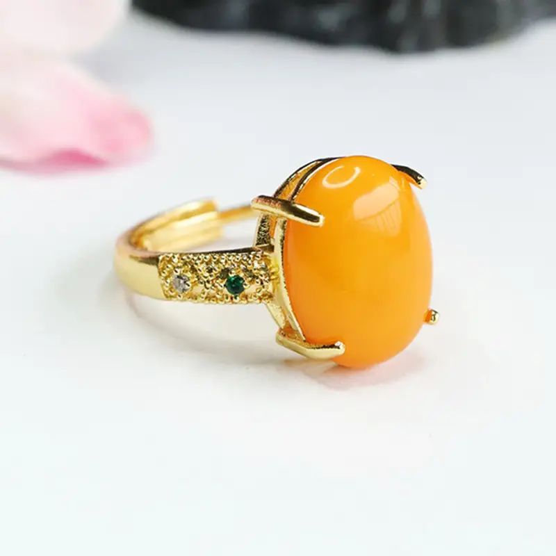 Guan Yu Natural Amber Ring Full Honey Old Beeswax - Image 5