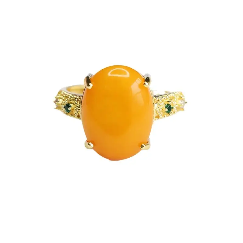 Guan Yu Natural Amber Ring Full Honey Old Beeswax - Image 6