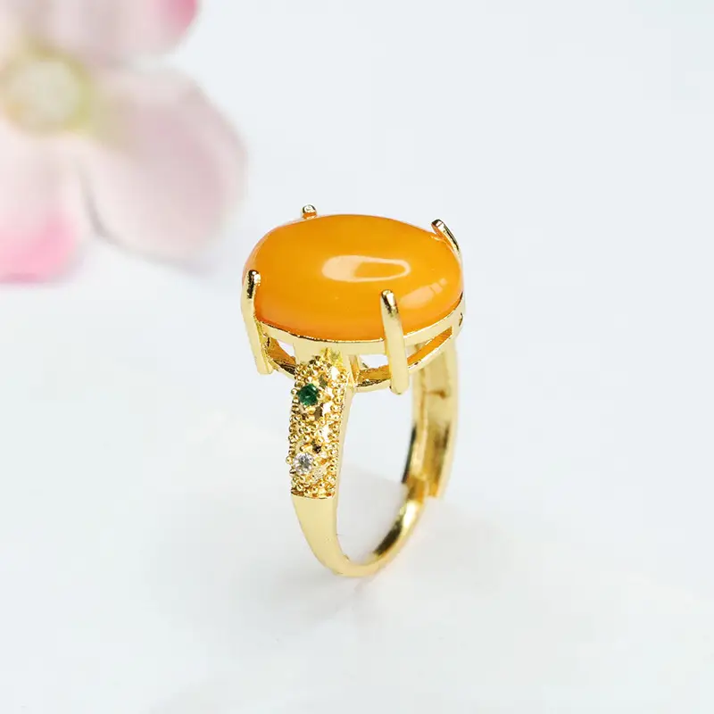 Guan Yu Natural Amber Ring Full Honey Old Beeswax — feature 8