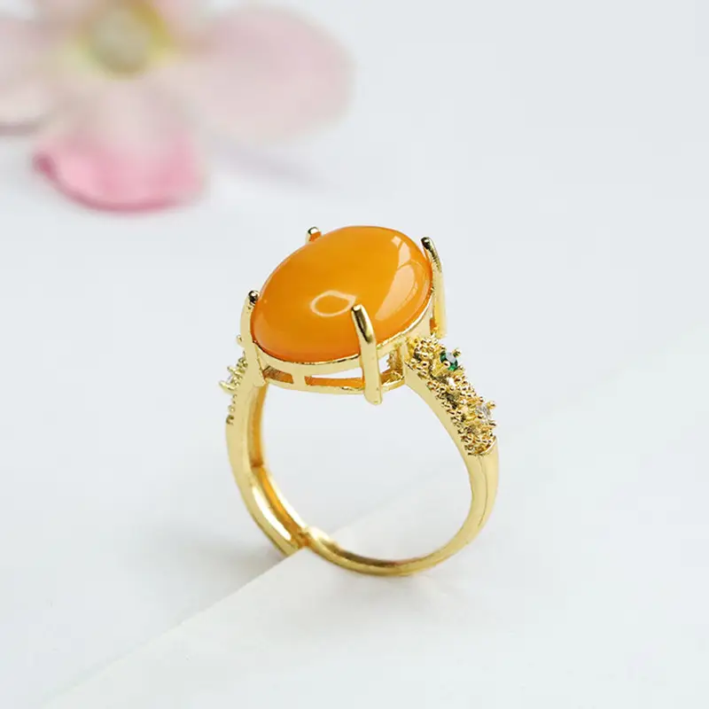 Guan Yu Natural Amber Ring Full Honey Old Beeswax — feature 9