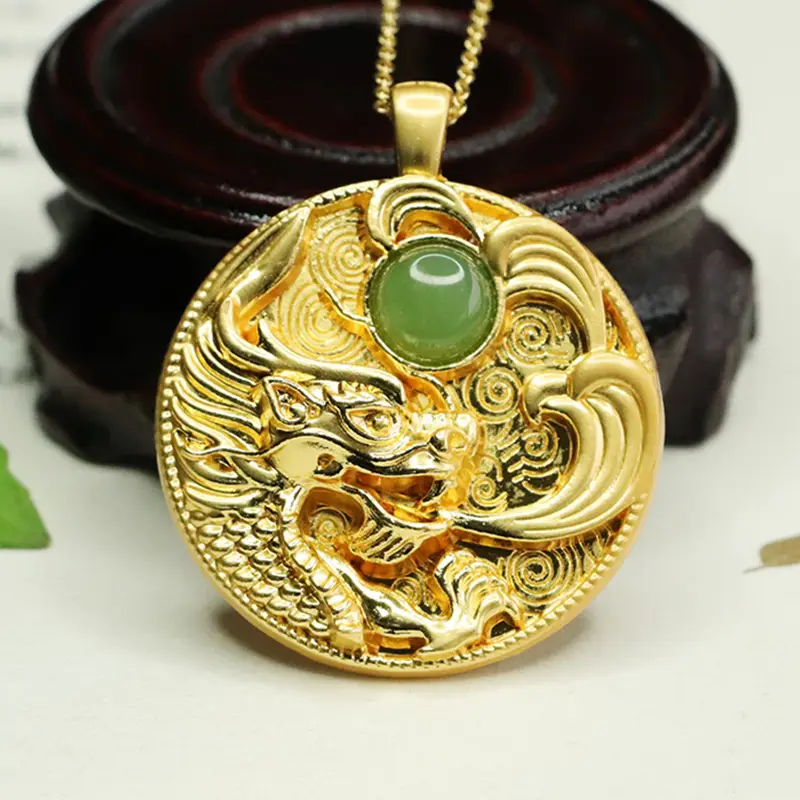 Dragon Etched Jade Pendant Necklace for Women - Image 4