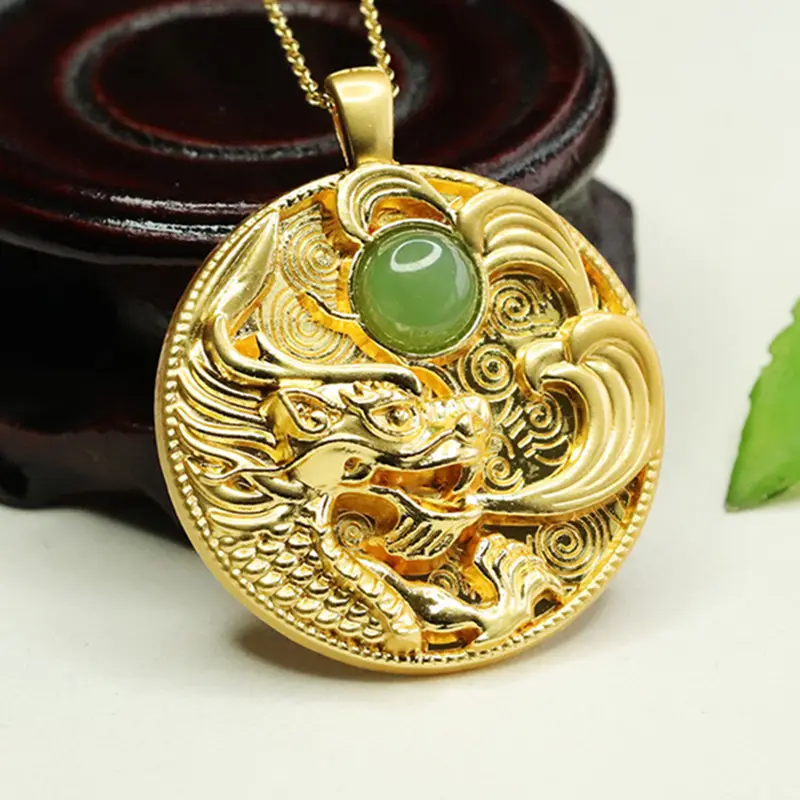 Dragon Etched Jade Pendant Necklace for Women — feature 9