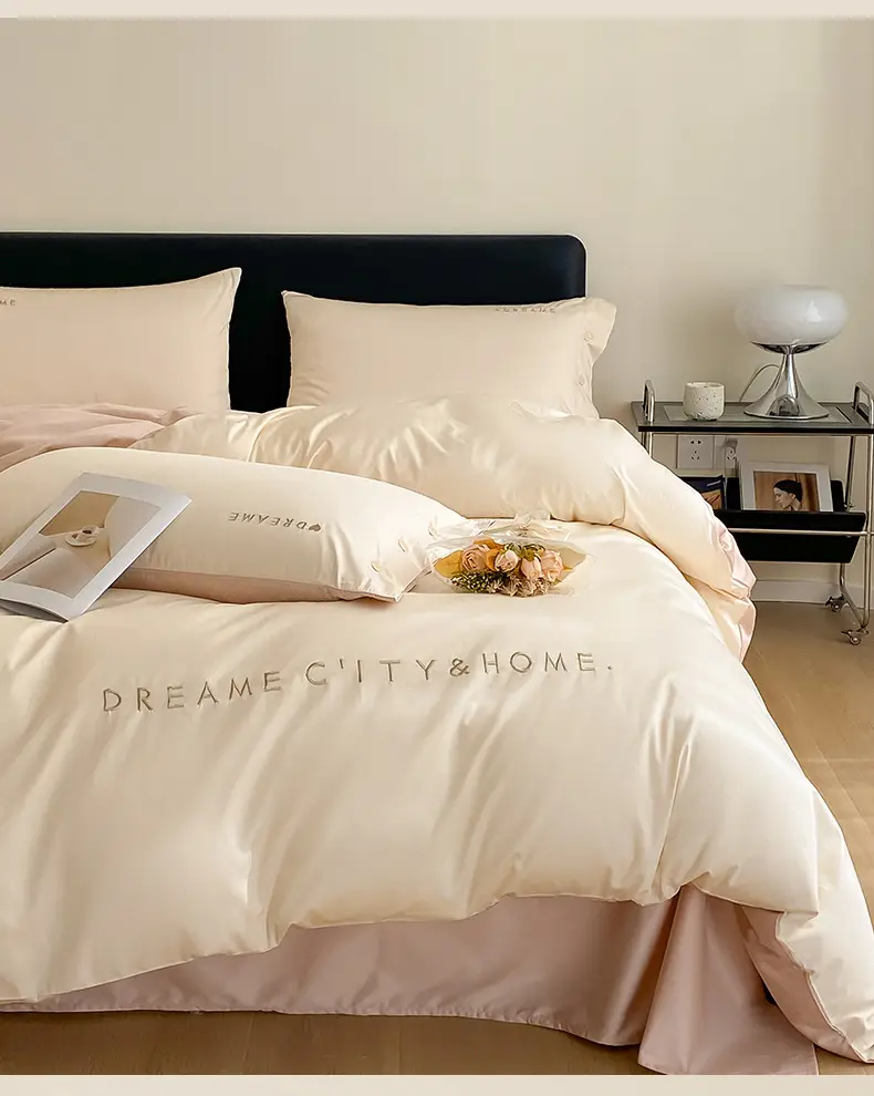 Luxury 60S Long-Staple Cotton Bedding Four-Piece Set, Pure Cotton Embroidered Style, Bed Sheet, Duvet Cover, Fitted Sheet, Nantong Home Textiles — feature 10
