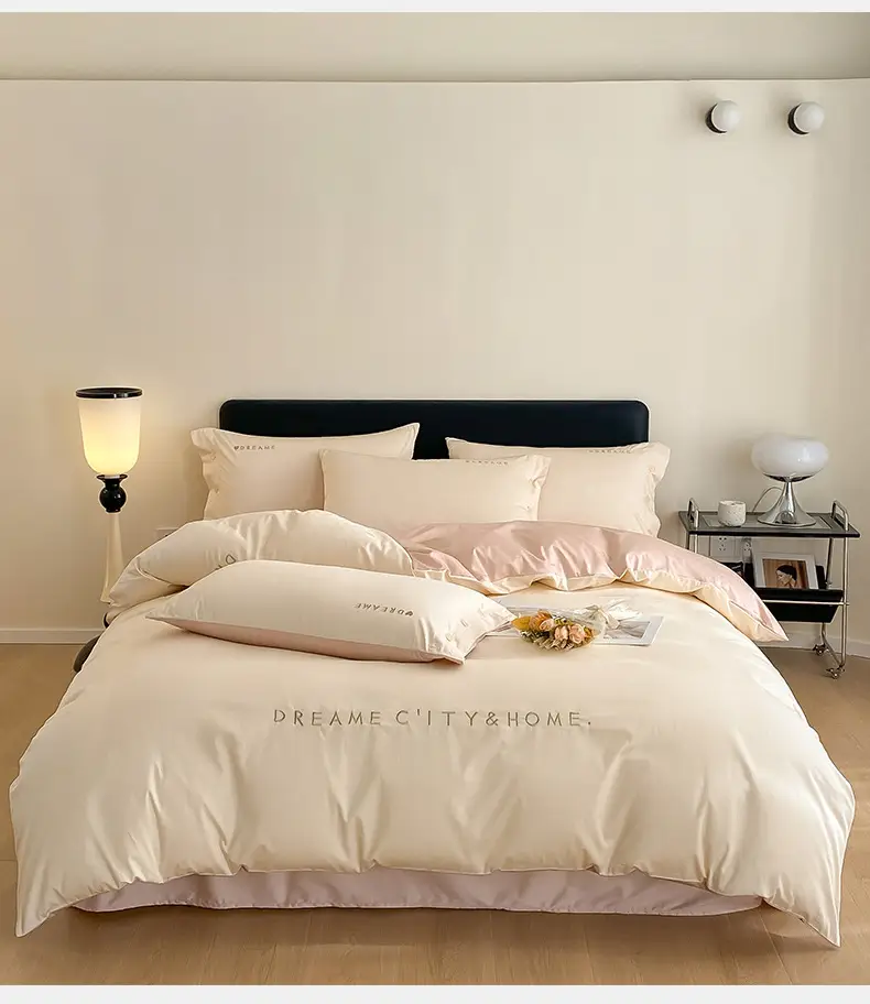 Luxury 60S Long-Staple Cotton Bedding Four-Piece Set, Pure Cotton Embroidered Style, Bed Sheet, Duvet Cover, Fitted Sheet, Nantong Home Textiles — feature 17