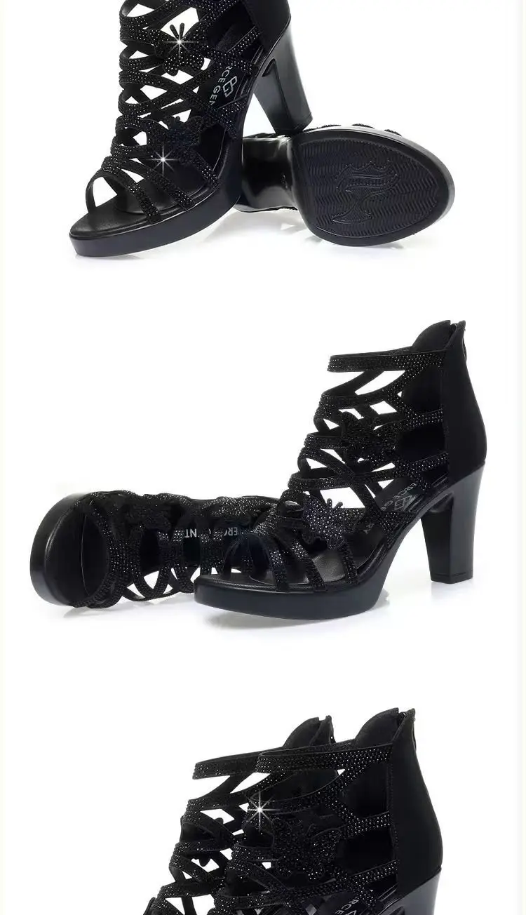 Roman Sandals, High Heels, Women's Fashionable Butterfly Hollow Sandals, Women's Fish Mouth Shoes, Temperament Mom's Shoes, Stiletto Heels — feature 7