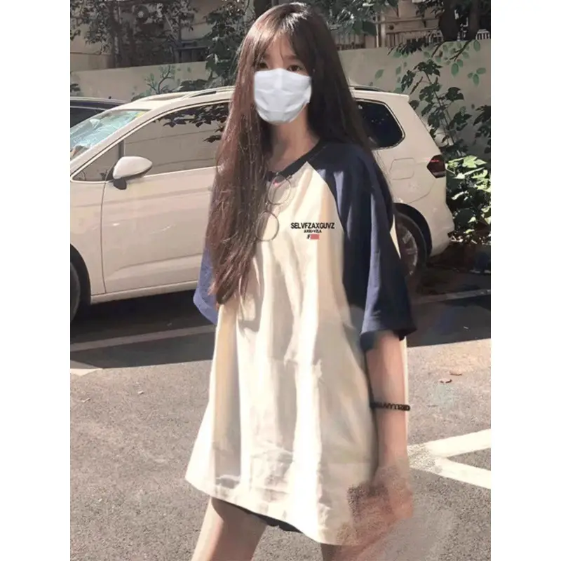Women Cotton Raglan T-Shirt Summer 2024 Plus Size