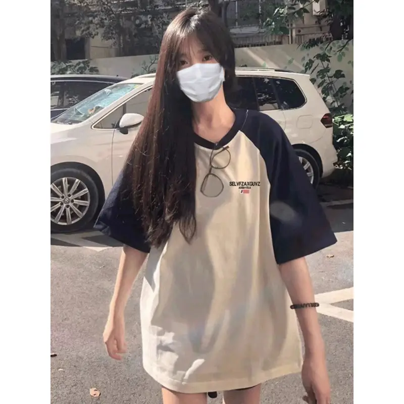 Women Cotton Raglan T-Shirt Summer 2024 Plus Size