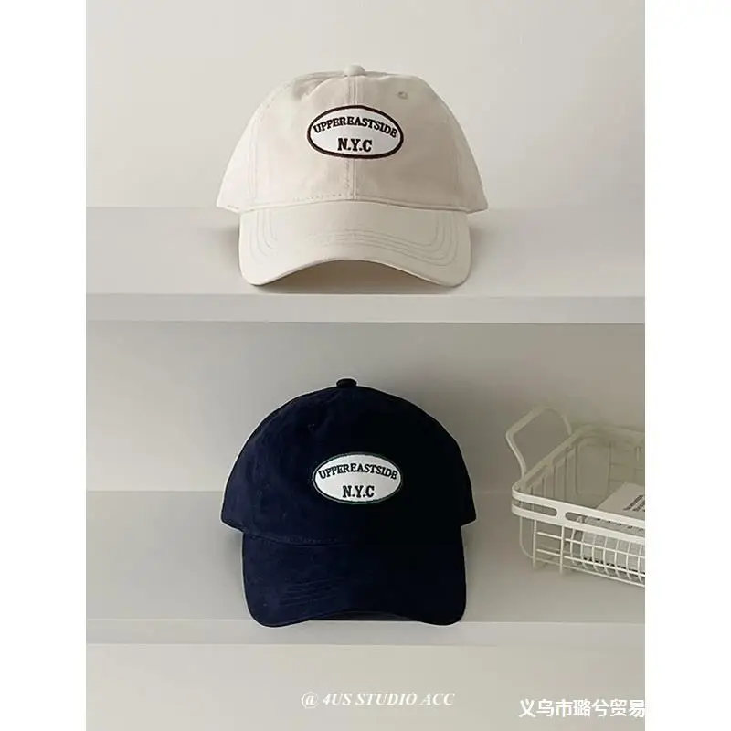 Women Black Embroidered Peak Cap Korean Style