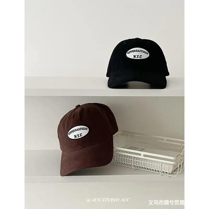 Women Black Embroidered Peak Cap Korean Style