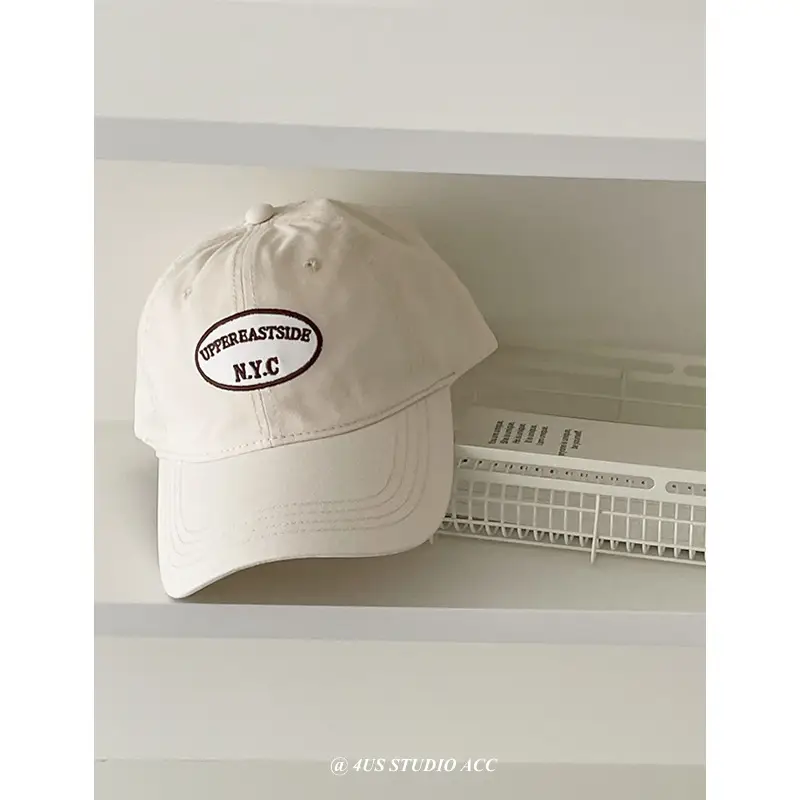 Women Black Embroidered Peak Cap Korean Style