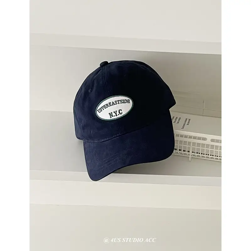 Women Black Embroidered Peak Cap Korean Style