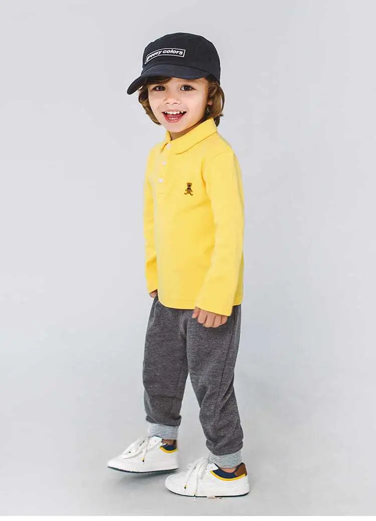 Boys' White Polo Shirt Long Sleeve Spring Autumn Kids — feature 27