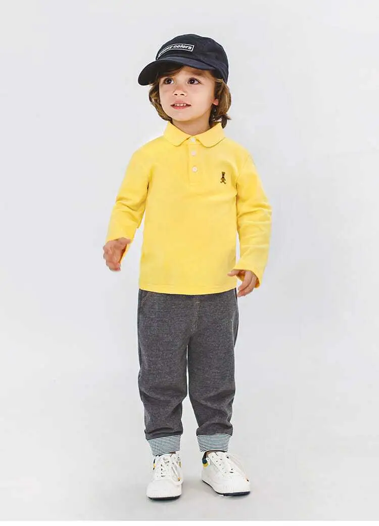 Boys' White Polo Shirt Long Sleeve Spring Autumn Kids — feature 28