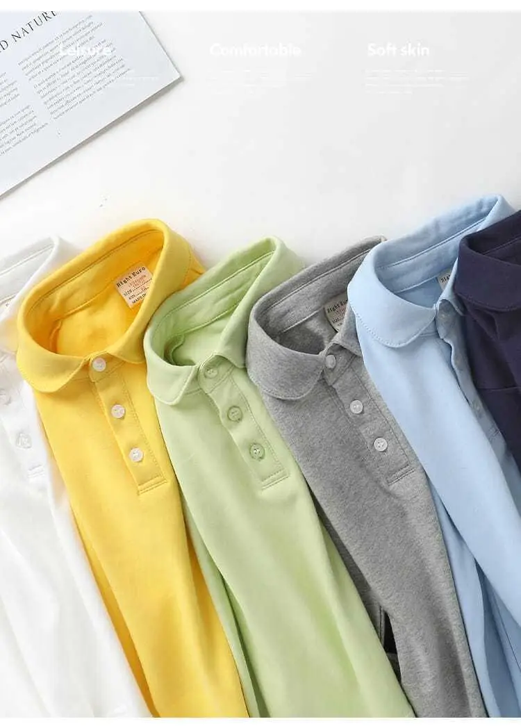 Boys' White Polo Shirt Long Sleeve Spring Autumn Kids — feature 31
