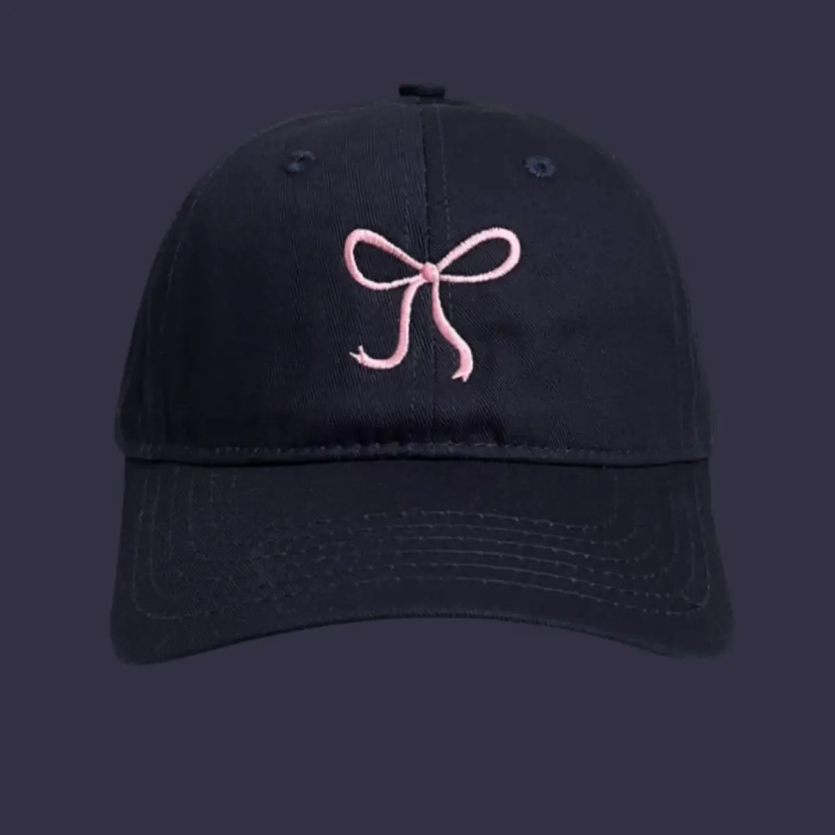 Black Bow Embroidered Baseball Cap - Image 8