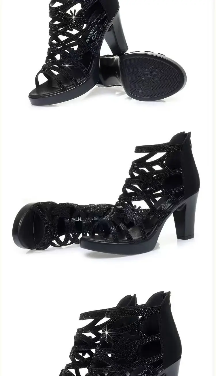 Roman Sandals High Heels Women's Summer New Fashion Butterfly Hollow Sandals Women's Fishmouth Shoes Elegant Moms Shoes — feature 7