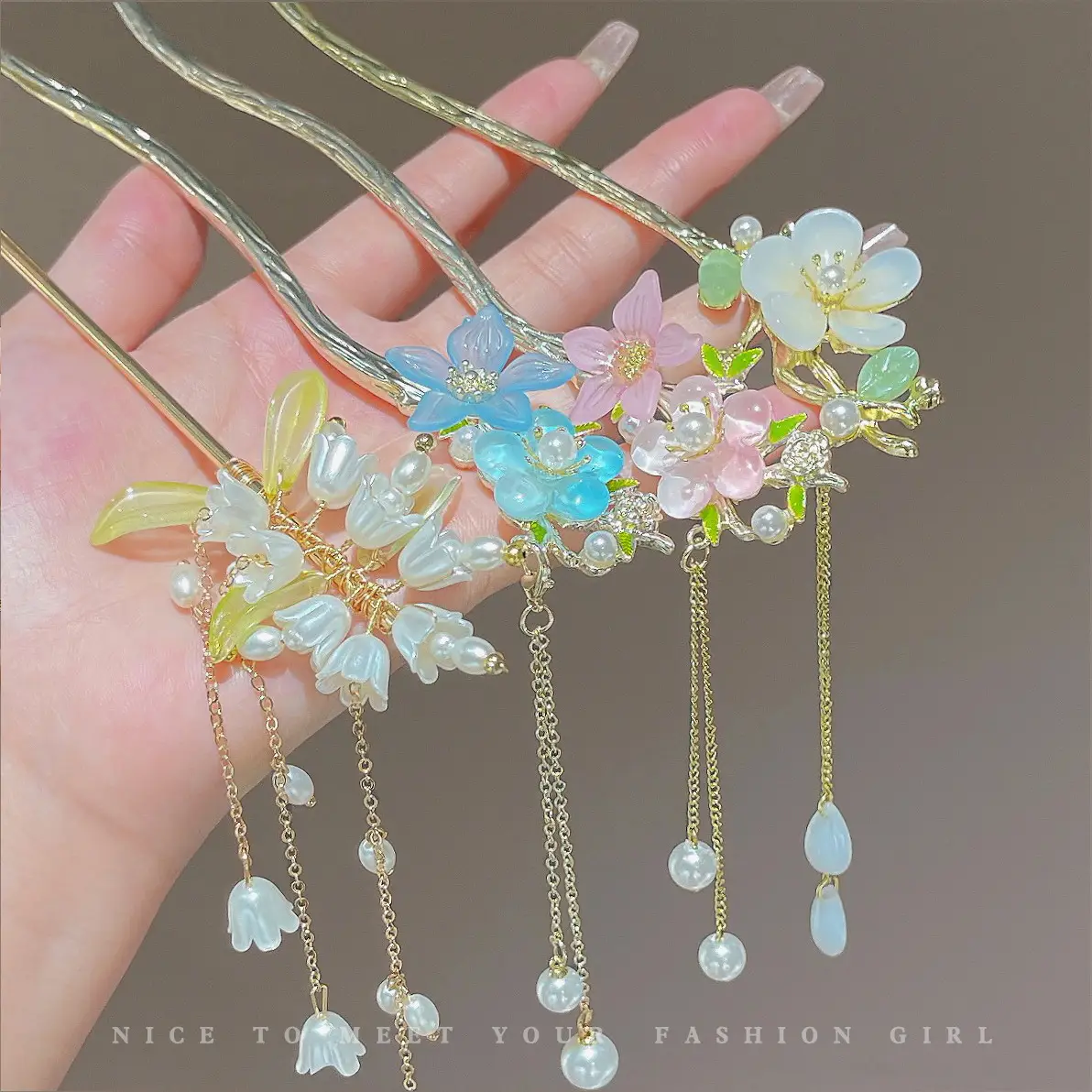 Lily Flower Tassel Hairpin Women Ancient Style New Chinese Style Chopsticks Metal Plate Hairpin Hanfu Headdress - Image 8