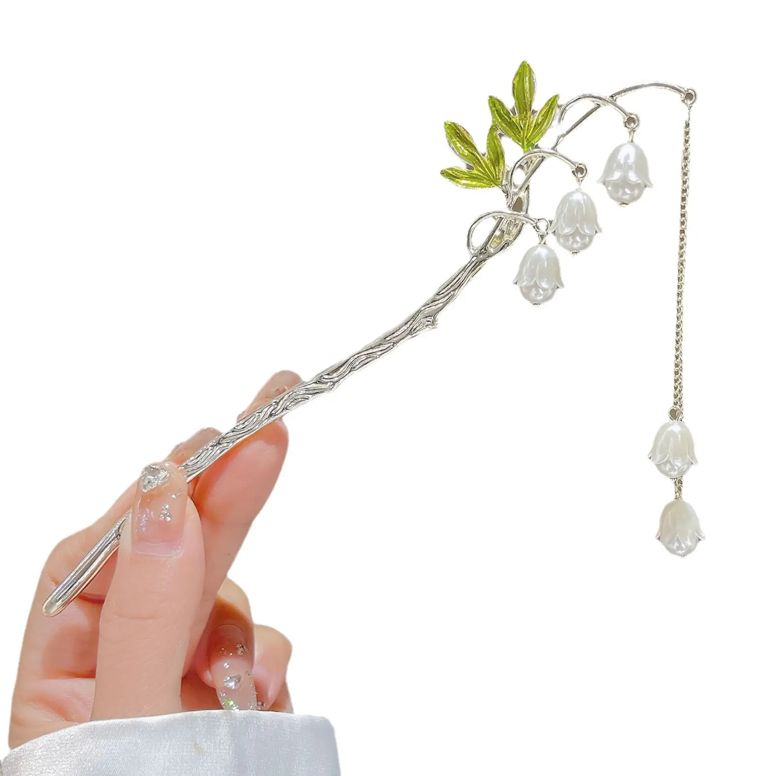Lily Flower Tassel Hairpin Women Ancient Style New Chinese Style Chopsticks Metal Plate Hairpin Hanfu Headdress - Image 9