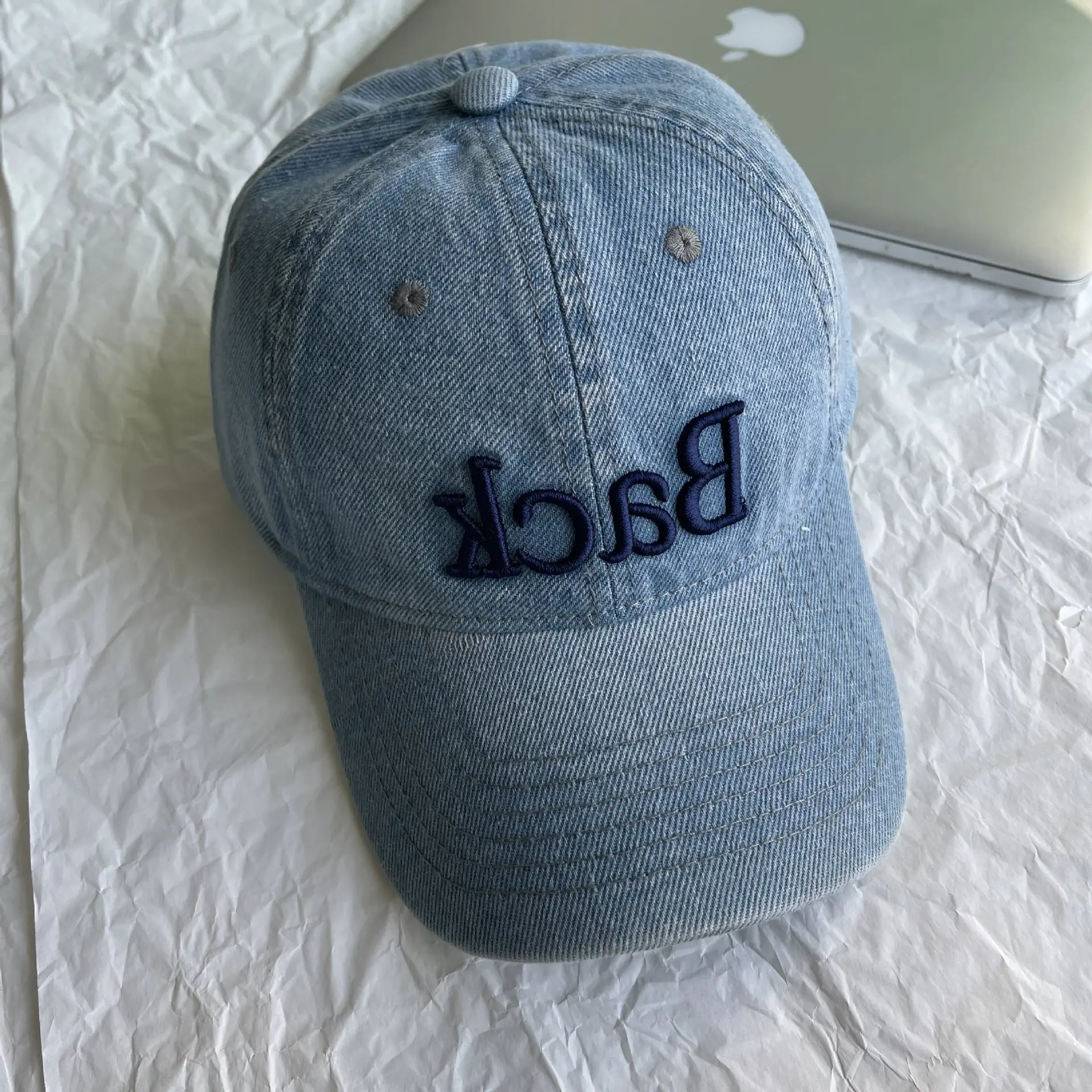 2026 Unisex Denim Baseball Cap with R Embroidery - Image 4