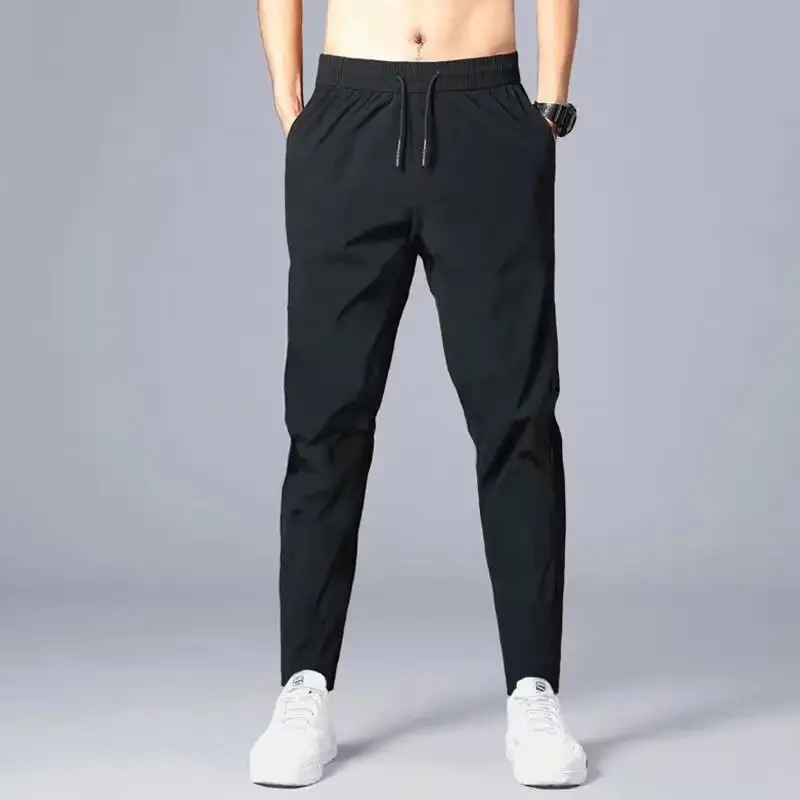 Men's Black Elastic Waist Jogger Pants Spring Autumn Loose Fit - Image 6