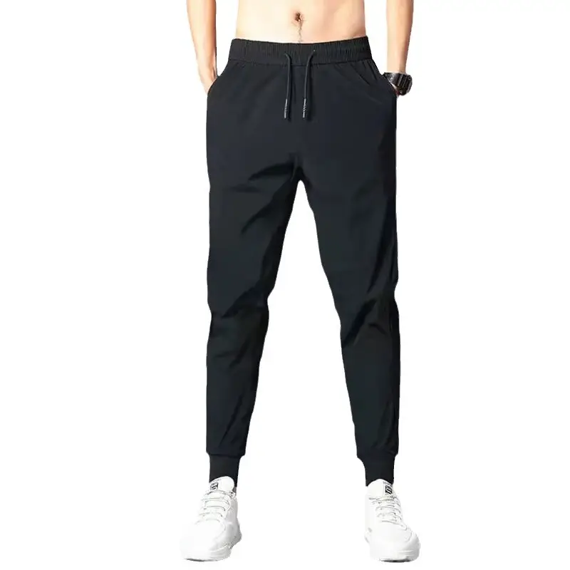 Men's Black Elastic Waist Jogger Pants Spring Autumn Loose Fit - Image 7