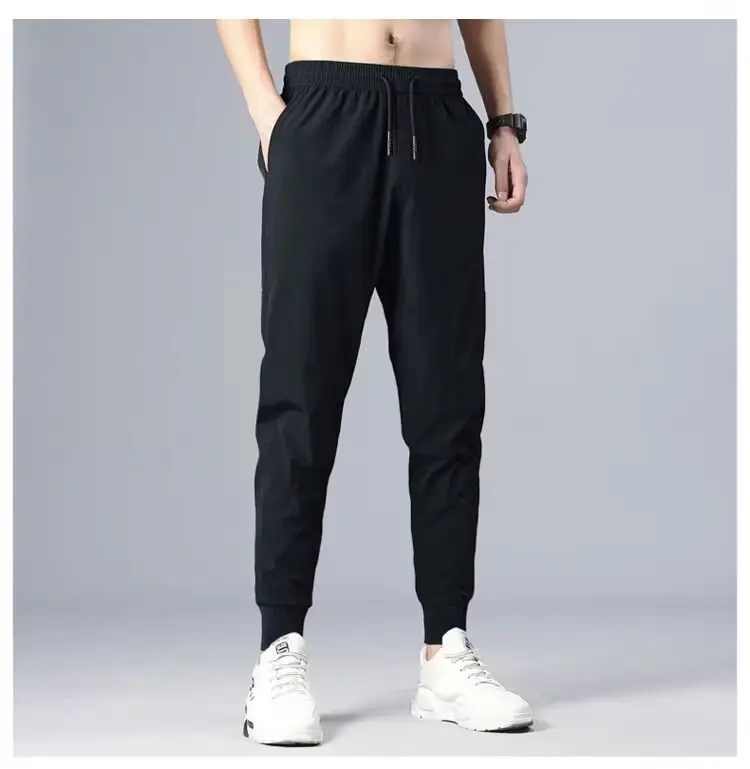 Men's Black Elastic Waist Jogger Pants Spring Autumn Loose Fit — feature 10
