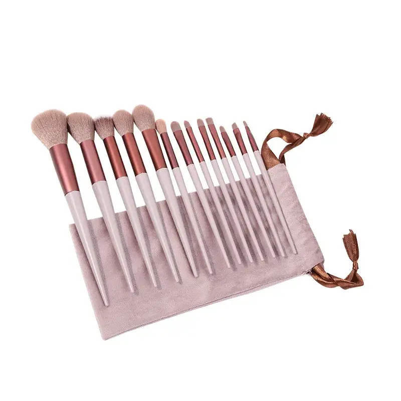 13 Piece Black Makeup Brushes Set with Velvet Bag - Image 13
