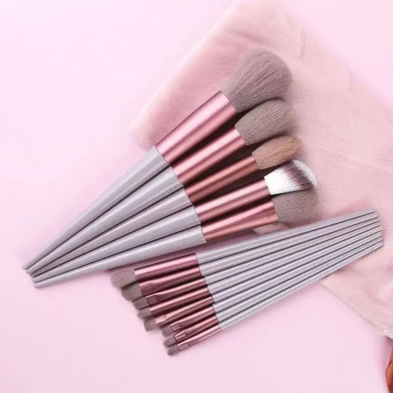 13 Piece Black Makeup Brushes Set with Velvet Bag - Image 2