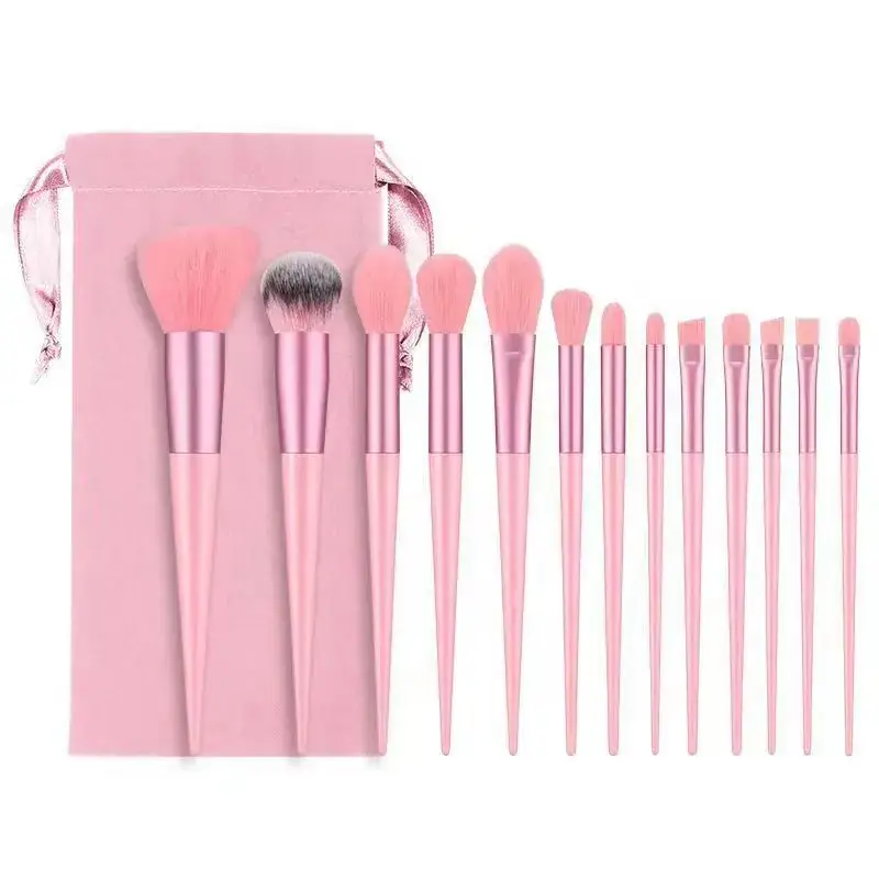 13 Piece Black Makeup Brushes Set with Velvet Bag - Image 8