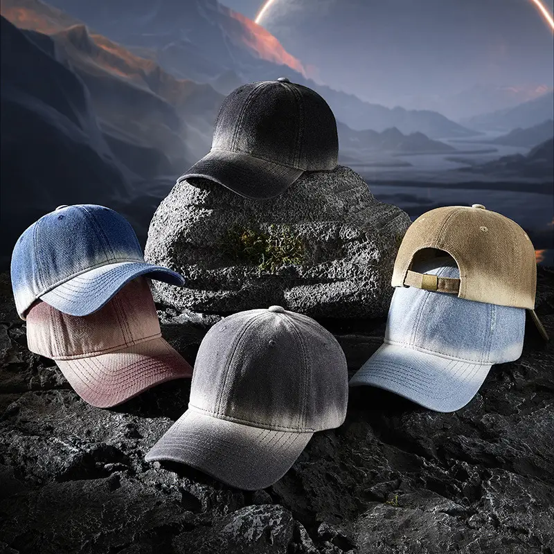 Korean Style Soft Top Peaked Cap Gradient Denim 2025 - Image 9