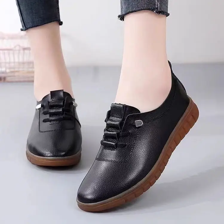 Women's White Rubber Sole Flat Shoes 2024 Spring - Image 5