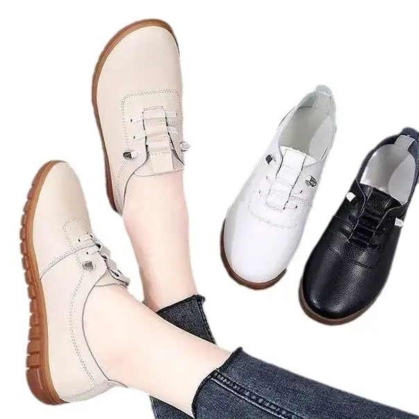 Women's White Rubber Sole Flat Shoes 2024 Spring - Image 8