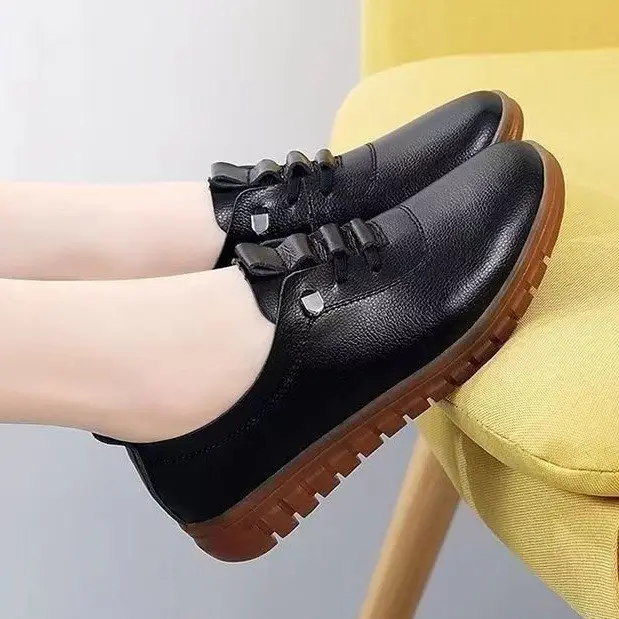 Women's White Rubber Sole Flat Shoes 2024 Spring — feature 2