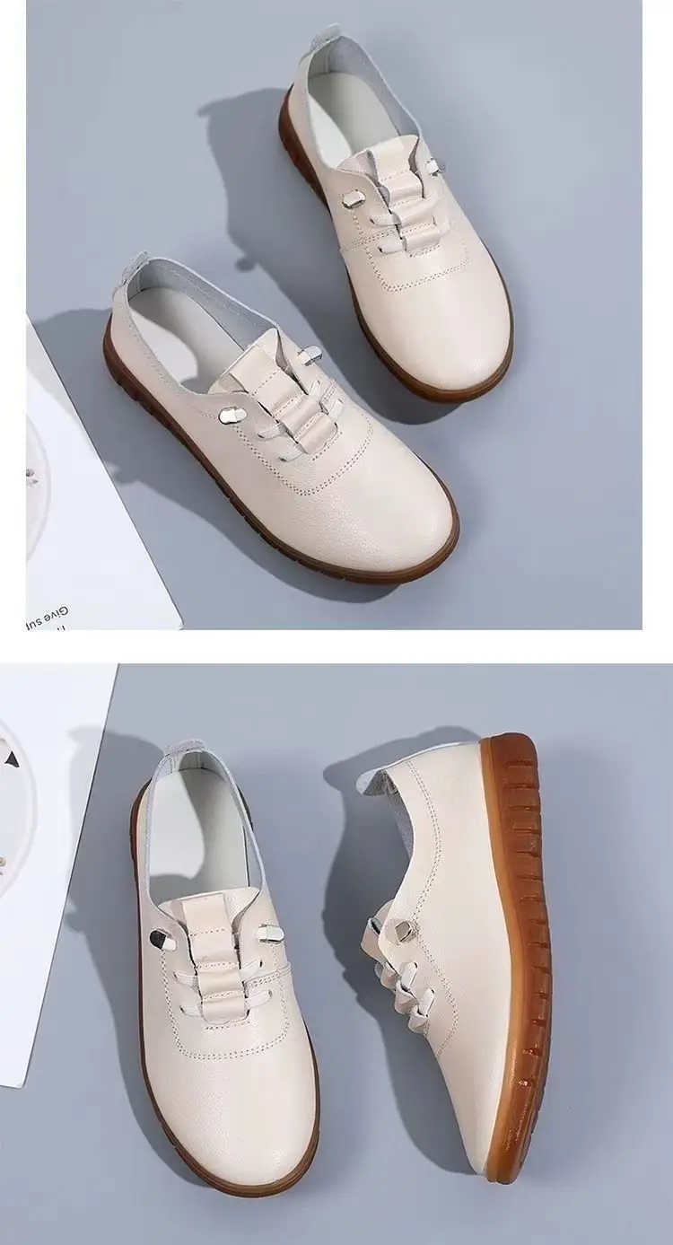 Women's White Rubber Sole Flat Shoes 2024 Spring — feature 8