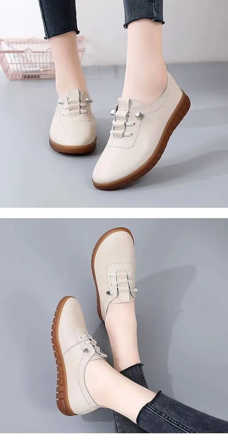 Women's White Rubber Sole Flat Shoes 2024 Spring — feature 9
