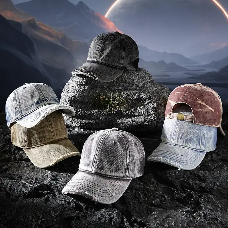 2025 Denim Baseball Cap Retro Distressed Spring Summer - Image 8