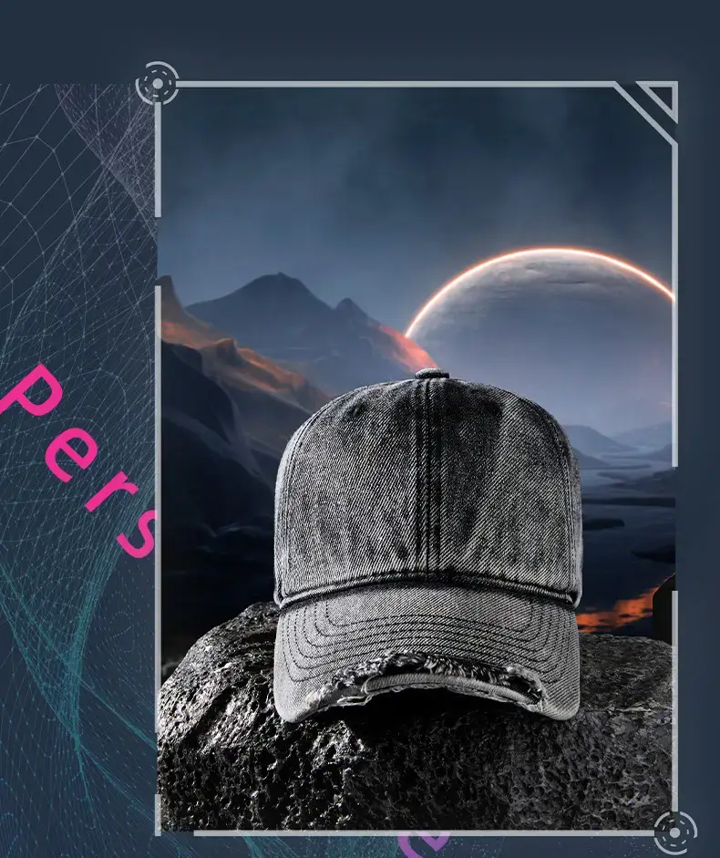 2025 Denim Baseball Cap Retro Distressed Spring Summer — feature 13