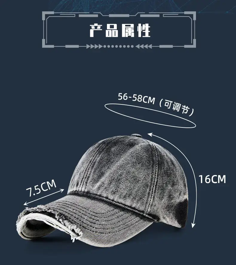 2025 Denim Baseball Cap Retro Distressed Spring Summer — feature 22