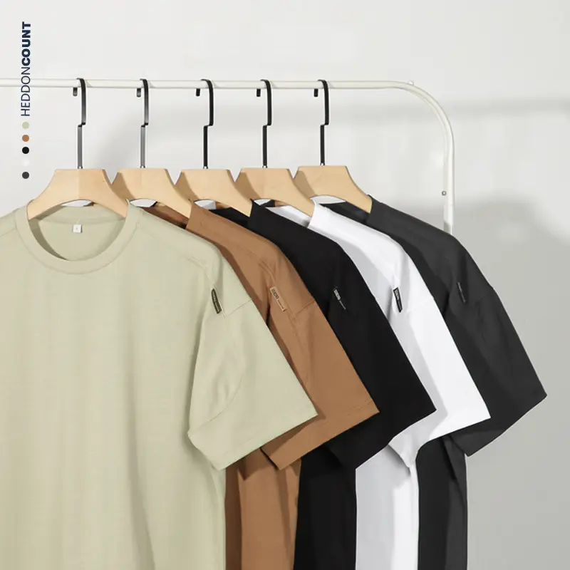 Dengjue Men's 230G Cotton Short Sleeve T-Shirt Olive Black - Image 8