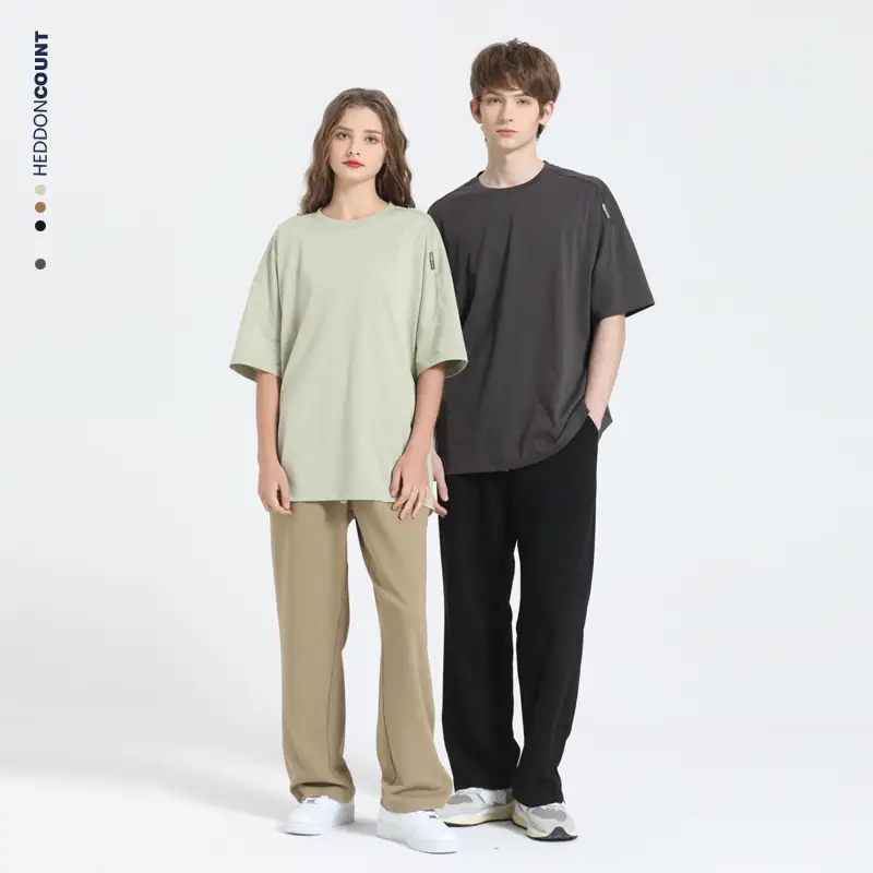 Dengjue Men's 230G Cotton Short Sleeve T-Shirt Olive Black - Image 9