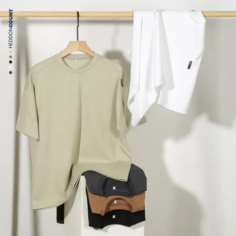 Dengjue Men's 230G Cotton Short Sleeve T-Shirt Olive Black - Image 10