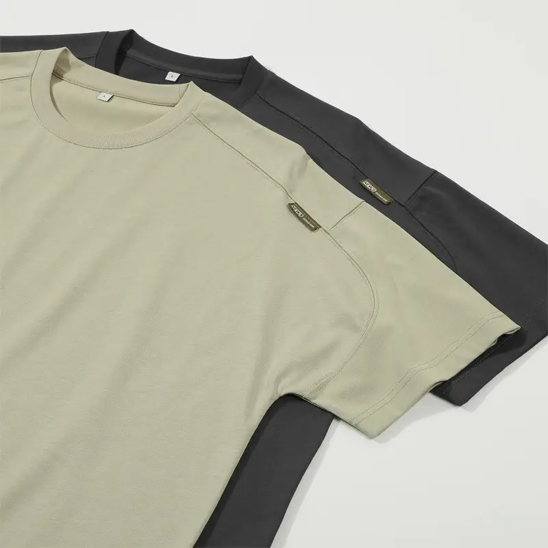 Dengjue Men's 230G Cotton Short Sleeve T-Shirt Olive Black - Image 11