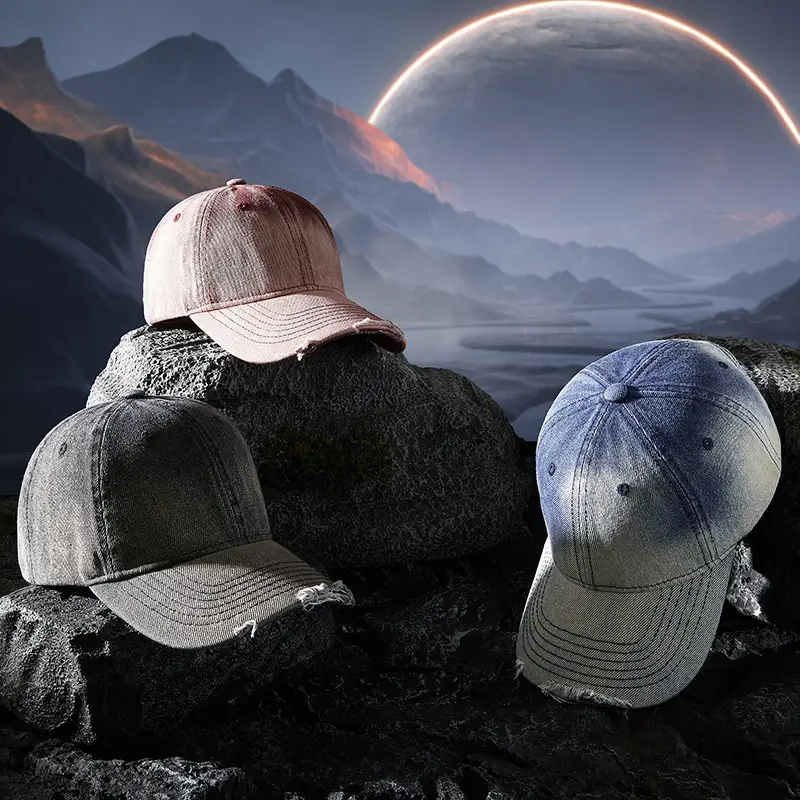 2025 New Gradient Ripped Denim Baseball Cap - Image 7