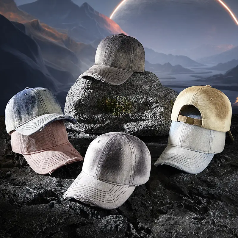 2025 New Gradient Ripped Denim Baseball Cap - Image 8